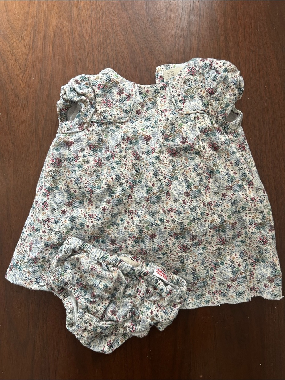 Zara White Floral Baby Dress with Matching Bloomers